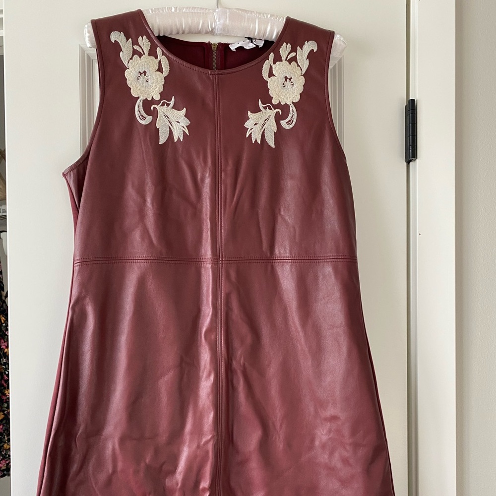 Faux leather shift dress